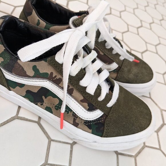 SUPER CLEAN Vans Old Skool Cordura White Asparagus/Desert Camo Sneakers SIZE 1 - Picture 2 of 5